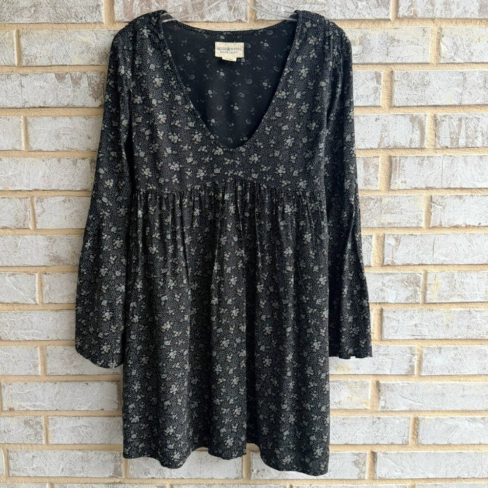 Denim & Supply Ralph Lauren Long Bell Sleeve V-Neck Floral Mini Dress Size M